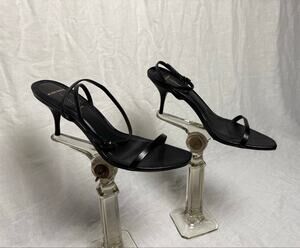 Black Suede Studio Slone 65 Black Leather Strappy Sandal Bare Minimal Kitten
38